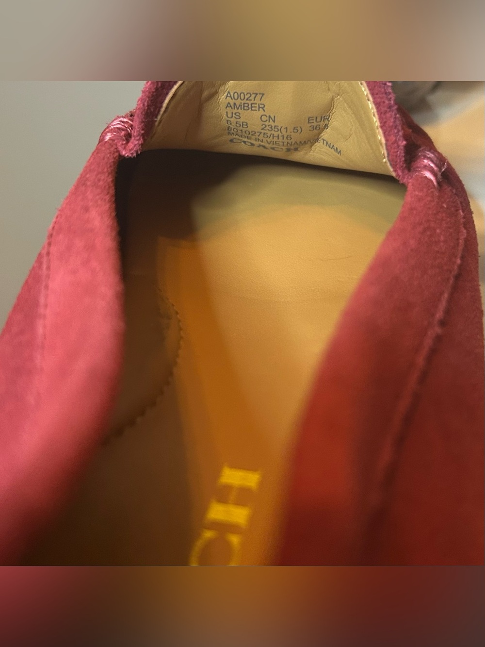 Coach Amber Burgundy Suede Moccasin Flats Slip On Driving Shoes Size 6.5B - Picture 4 of 6